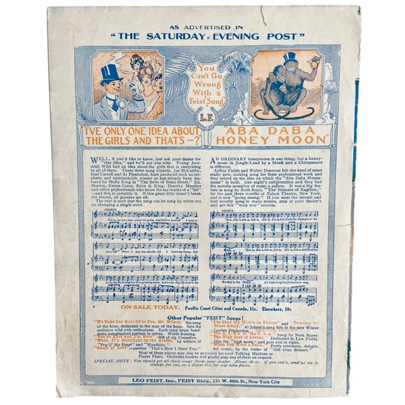 Vintage 1914 Sheet Music: "When You Wore A Tulip & I Wore A Big Red Rose" - Picture 3 of 3